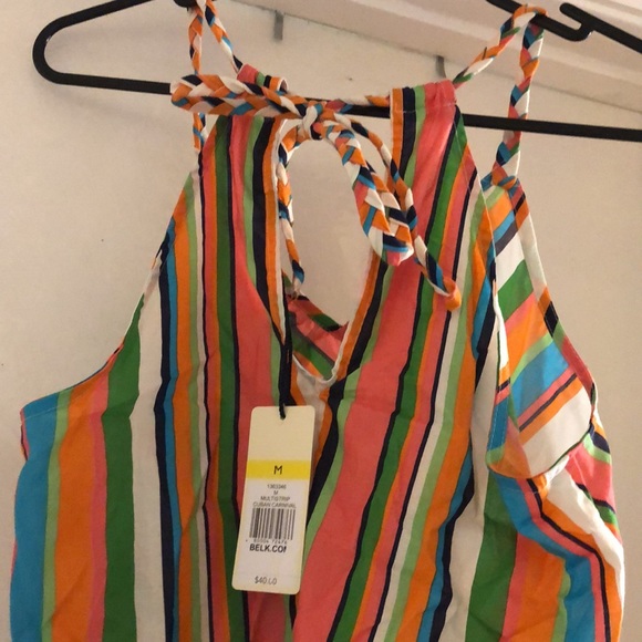 Red Camel colorful striped faux halter babydoll top- size M- NWT - Picture 5 of 7